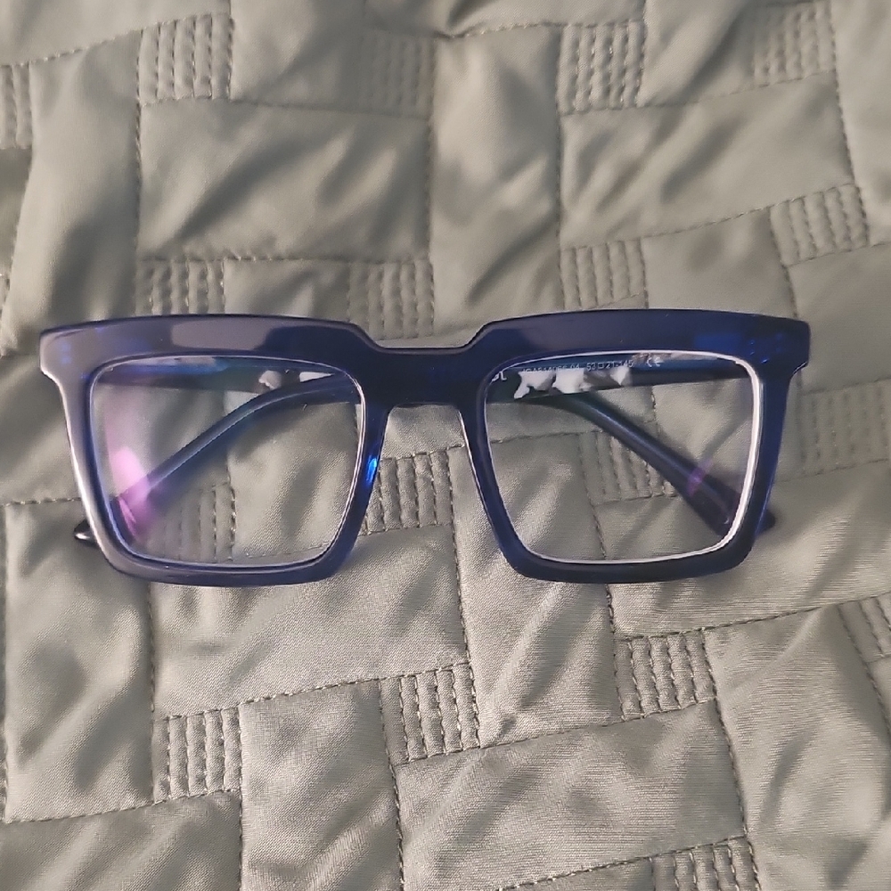 Stylish Blue Square Prescription Glasses W/print